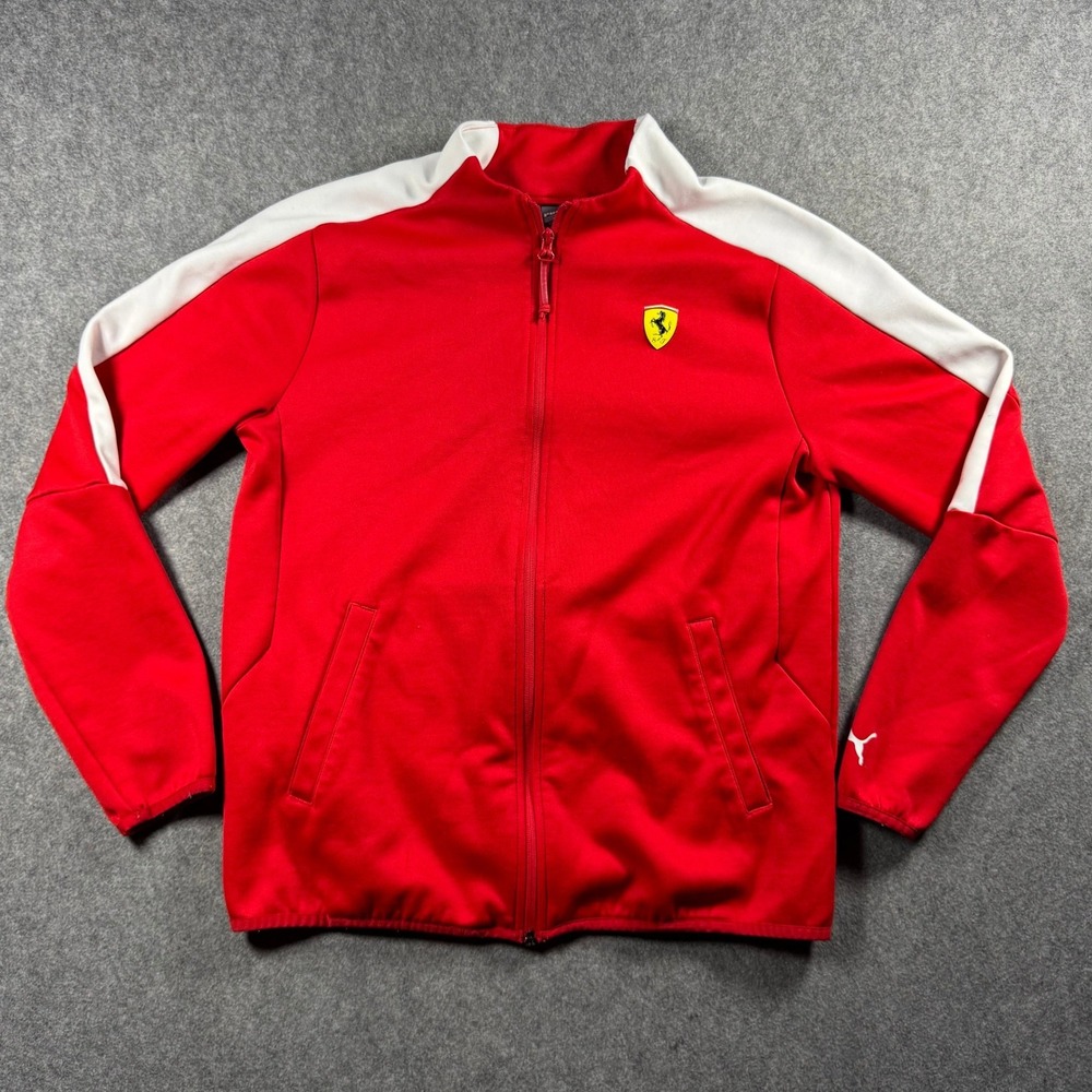 Puma Scuderia Ferrari Mens Track Jacket Red White Full Zip Racing Small Supercar